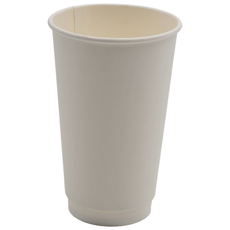 500-pak Papkrus / Engangskrus hvid 473 ml dobbeltvæg | Adexa PCDW16W