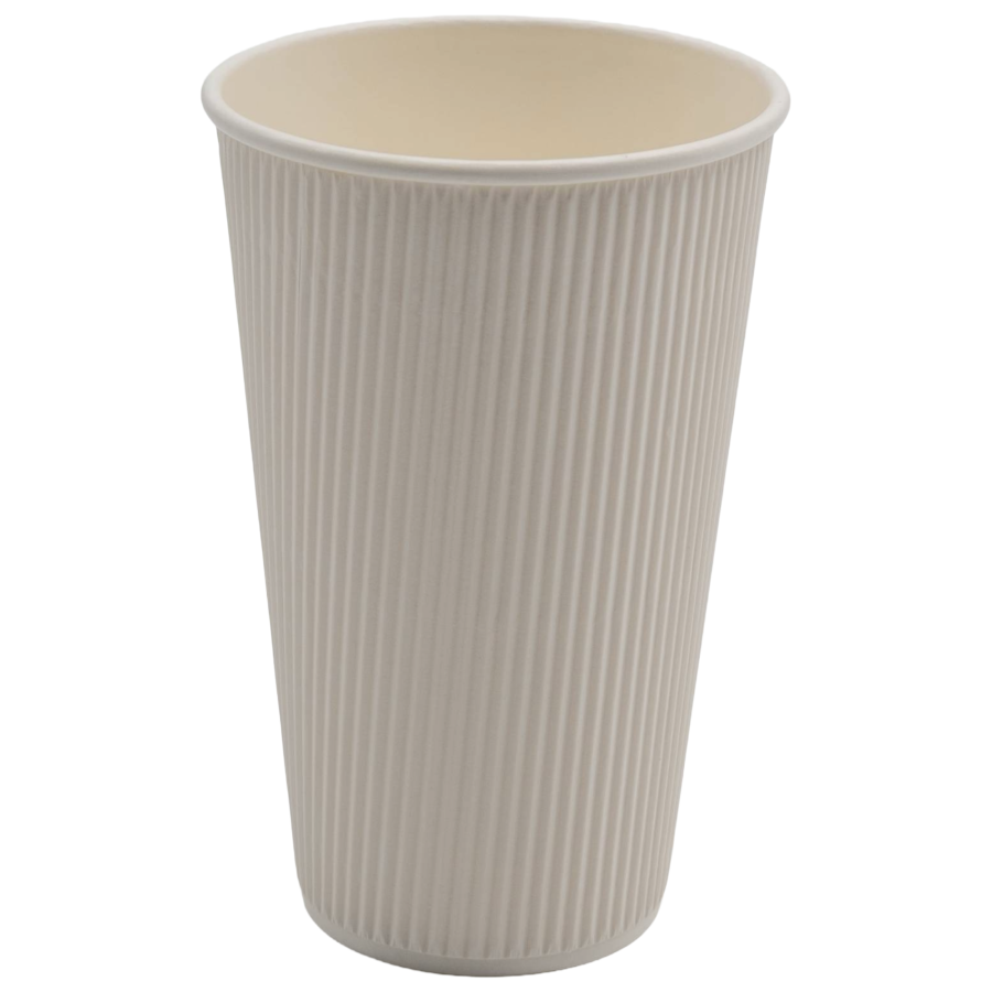 500-pak Papkrus / Engangskrus Hvid 473 ml rillet | Adexa PCRW16W
