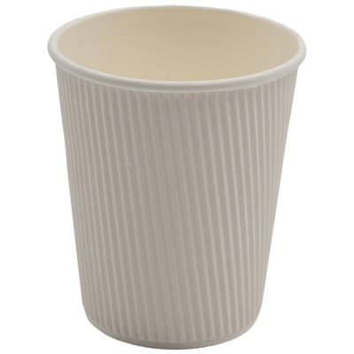 500-pak Papkrus / Engangskrus Hvid 237ml rillet | Adexa PCRW8W