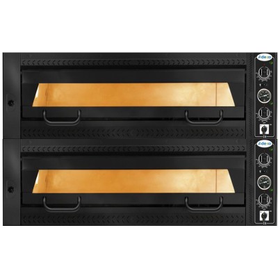 Premium pizzaovn til 2 pizzaer (12 x 35 cm), 16 kW, opadgående låge, sort front | Adexa PEF105702SEB