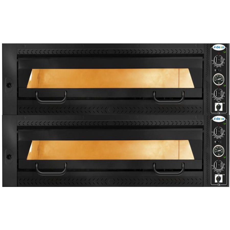 Premium pizzaovn til 2 pizzaer (12 x 35 cm), 16 kW, opadgående låge, sort front | Adexa PEF105702SEB