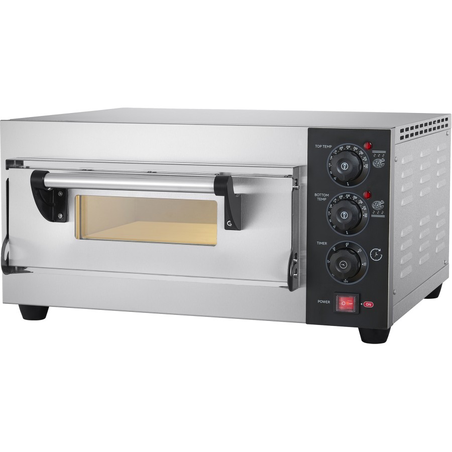Professionel pizzaovn Elektrisk 1 kammer 1 pizza x 35cm 350°C Mekanisk styring 2,6kW 230V | Adexa PS441