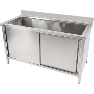 Køkkenvask med underskab Rustfrit stål 1 stor kumme Kant 1200x600x850mm | Adexa PSD120602D