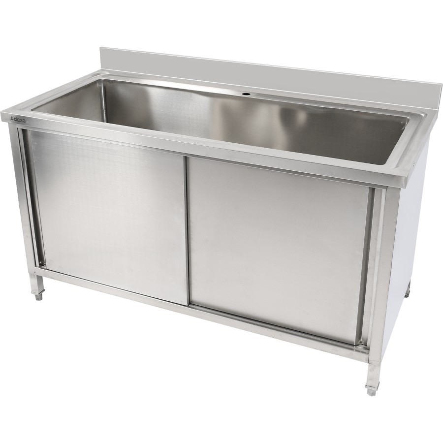 Køkkenvask med underskab Rustfrit stål 1 stor kumme Kant 1200x700x850mm | Adexa PSD120702D