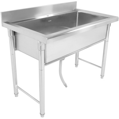Køkkenvask Rustfrit stål 1 stor skål med kant 1200x700x900mm Runde ben | Adexa PSR12070