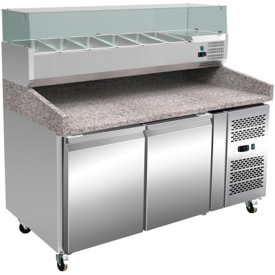 Pizzadisk med kølerenne 6xGN1/3 Granitplade 2 døre Dybde 800mm | Adexa PZ26+PT26