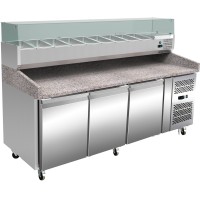 Pizzadisk 3 døre Granitplade Køle-display 9xGN1/3 Dybde 150mm | Adexa PZ36+PT36