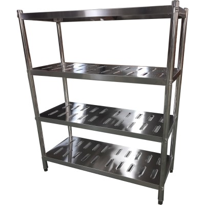 Rustfri Reol Runde ben 4 hylder med huller 1200x500x1550mm | Adexa QHRSP1205