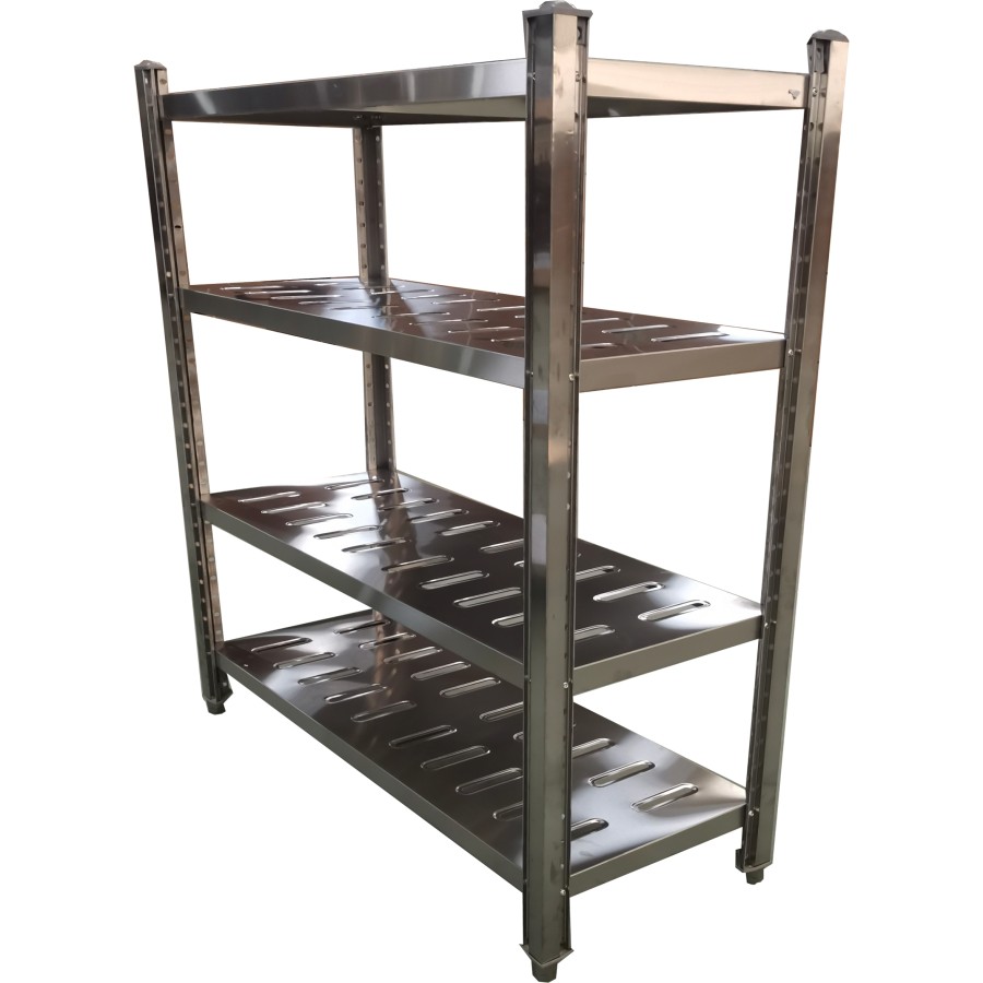 Rustfri Reol 4 justerbare hylder med huller 1200x500x1550mm | Adexa QHSSAP1205