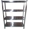 Rustfri Reol Firkantede ben 4 hylder med huller 1500x500x1550mm | Adexa QHSSP1505