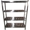 Rustfri Reol Firkantede ben 4 hylder med huller 1500x500x1550mm | Adexa QHSSP1505