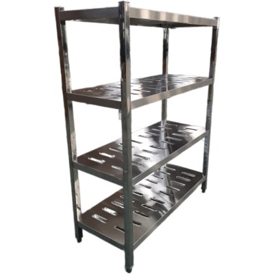 Rustfri Reol Firkantede ben 4 hylder med huller 1500x500x1550mm | Adexa QHSSP1505