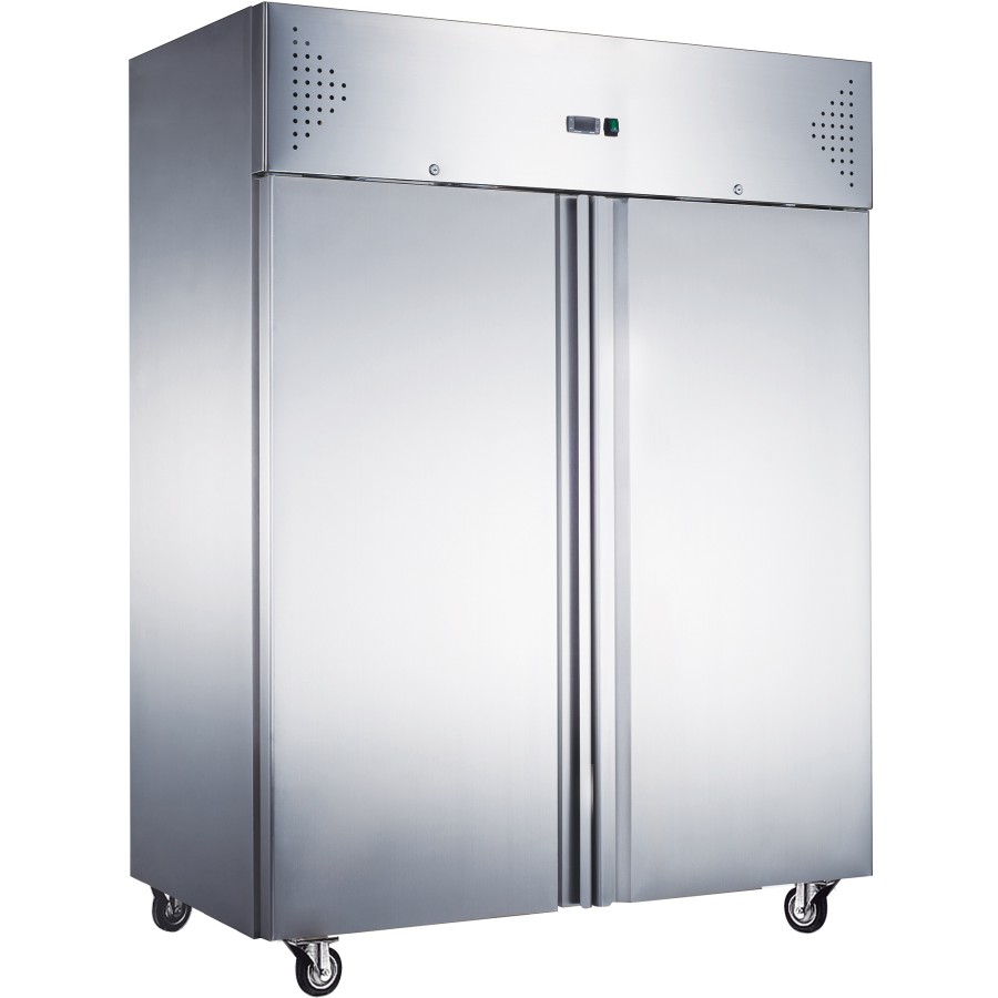Professionelt fryseskab 1476 liter dobbeldør rustfrit stål GN 2/1 ventileret | Adexa F1400V