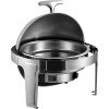 Premium Chafing Dish Roll Top Electric Round Stainless Steel Mirror Finish 6 liter | Adexa RA2101BE
