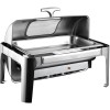Premium Chafing Dish Roll Top Electric GN1/1 Rustfrit Stål Spejlfinish 9 liter Glasvindue | Adexa RA2302BE