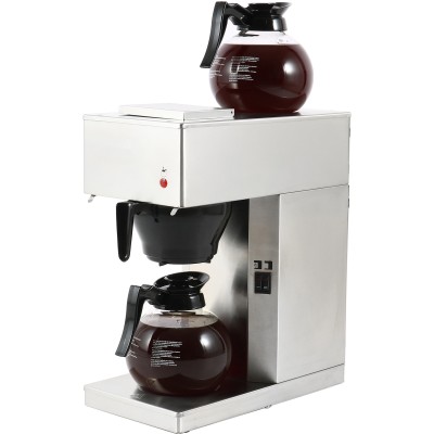 Professionel kaffemaskine med 1 kande og 2 kogeplader i rustfrit stål | Adexa RB286W