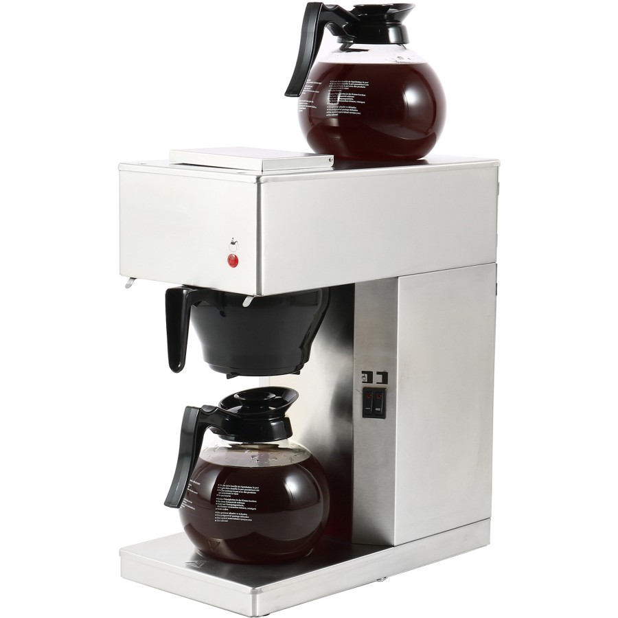 Professionel kaffemaskine med 1 kande og 2 kogeplader i rustfrit stål | Adexa RB286W