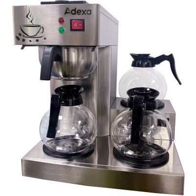 Professionel kaffemaskine 3 kogeplader 3 kander Rustfrit stål Manuel vandpåfyldning | Adexa RBT386