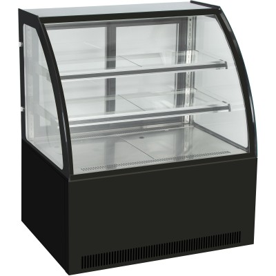 Kagemontre Buet front Sort 1000x700x1200mm 2 hylder LED-belysning | Adexa GN1000C2BLACK