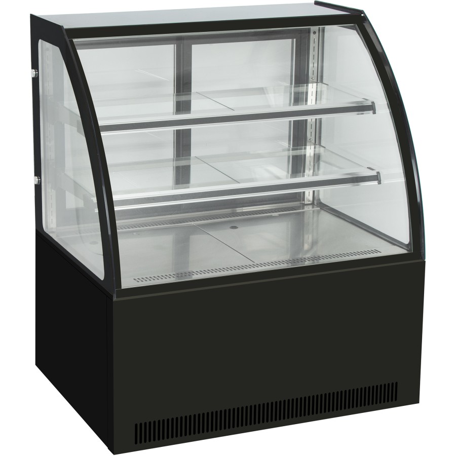 Kagemontre Buet front Sort 1000x700x1200mm 2 hylder LED-belysning | Adexa GN1000C2BLACK
