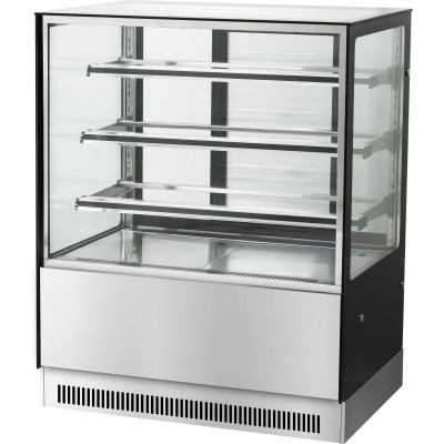 Kagemontre Rustfrit stål & sort 1800x730x1300mm 3 hylder LED-belysning | Adexa GN1800RF3