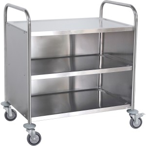 Serveringsvogn med skab i rustfrit stål i 3 niveauer 860x540x940mm | Adexa RST3AC