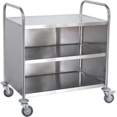 Serveringsvogn med skab i rustfrit stål i 3 niveauer 860x540x940mm | Adexa RST3AC