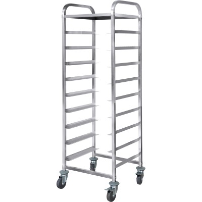 Commercial Dishwasher Basket Trolley med øverste hylde Rustfrit stål 9 niveauer 550x510x1700mm | Adexa RT5509T