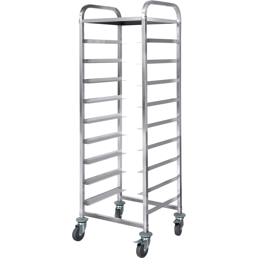 Commercial Dishwasher Basket Trolley med øverste hylde Rustfrit stål 9 niveauer 550x510x1700mm | Adexa RT5509T