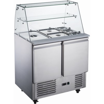 Saladette med glasplade og 2 døre | Adexa S92SQ