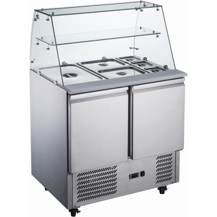 Saladette med glasplade og 2 døre | Adexa S92SQ