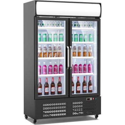 2-dørs Flaskekøleskab Sort 745 liter Topbelysning | Adexa SC760FA