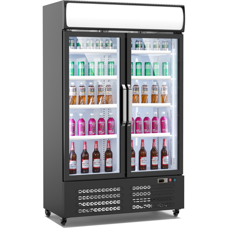 2-dørs Flaskekøleskab Sort 745 liter Topbelysning | Adexa SC760FA