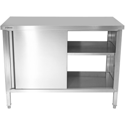 Arbejdsskab gennem rustfrit stål Skydedøre på begge sider 1500x600x900mm | Adexa SCP601502S
