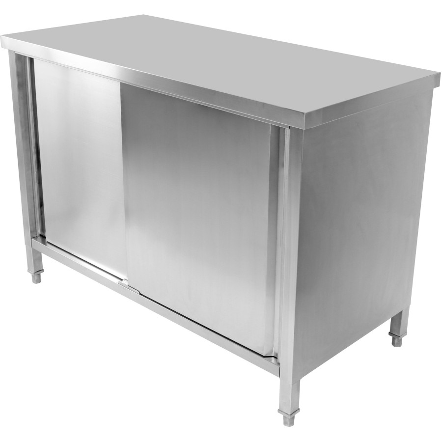 Arbejdsskab med 2 skydedøre i rustfrit stål 2000x600x850mm | Adexa VTC206SL