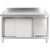 Arbejdsskab med skraldespandsskab i rustfrit stål 1400x700x900mm | Adexa SCP70140BRBR