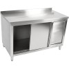 Arbejdsskab med skraldespandsskab i rustfrit stål 1400x700x900mm | Adexa SCP70140BRBR