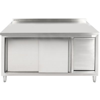 Arbejdsskab med skraldespandsskab i rustfrit stål 1600x700x900mm | Adexa SCP70160BRBR