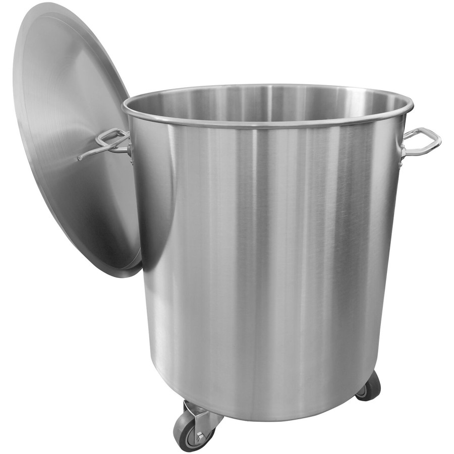 Affaldsspand i rustfrit stål med hjulpedal 60 liter | Adexa AD5903
