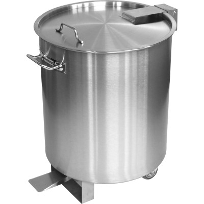 Affaldsspand med lås og pedal 75 liter 3 hjul Rustfrit stål | Adexa SDCP75