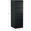 Skuffeskab / arkivskab i stål med 4 skuffer 460x620x1331mm Sort | Adexa SEDA4B