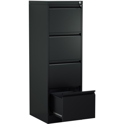 Skuffeskab / arkivskab i stål med 4 skuffer 460x620x1331mm Sort | Adexa SEDA4B