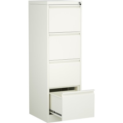 Skuffekommode / arkivskab i stål med 4 skuffer 460x620x1331mm Hvid | Adexa SEDA4W