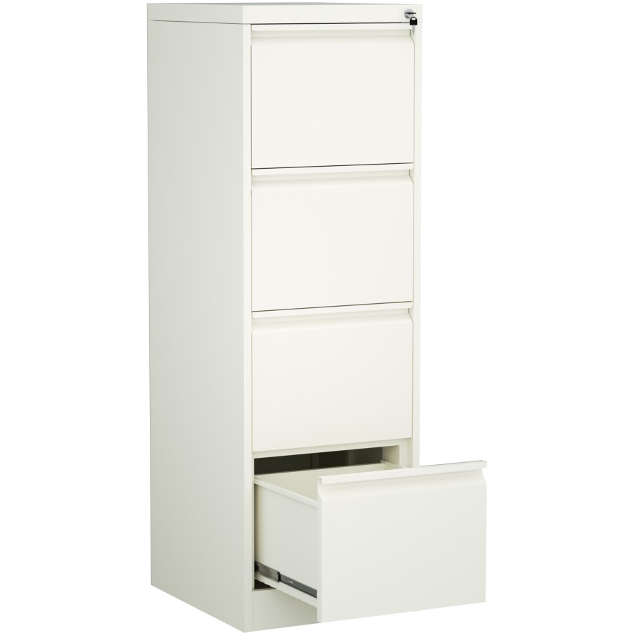 Skuffekommode / arkivskab i stål med 4 skuffer 460x620x1331mm Hvid | Adexa SEDA4W