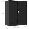 Opbevaringsskab / dokumentskab i stålplade 2 skydedøre 900x400x900mm Lås 2 justerbare hylder Sort | Adexa SEFC9B