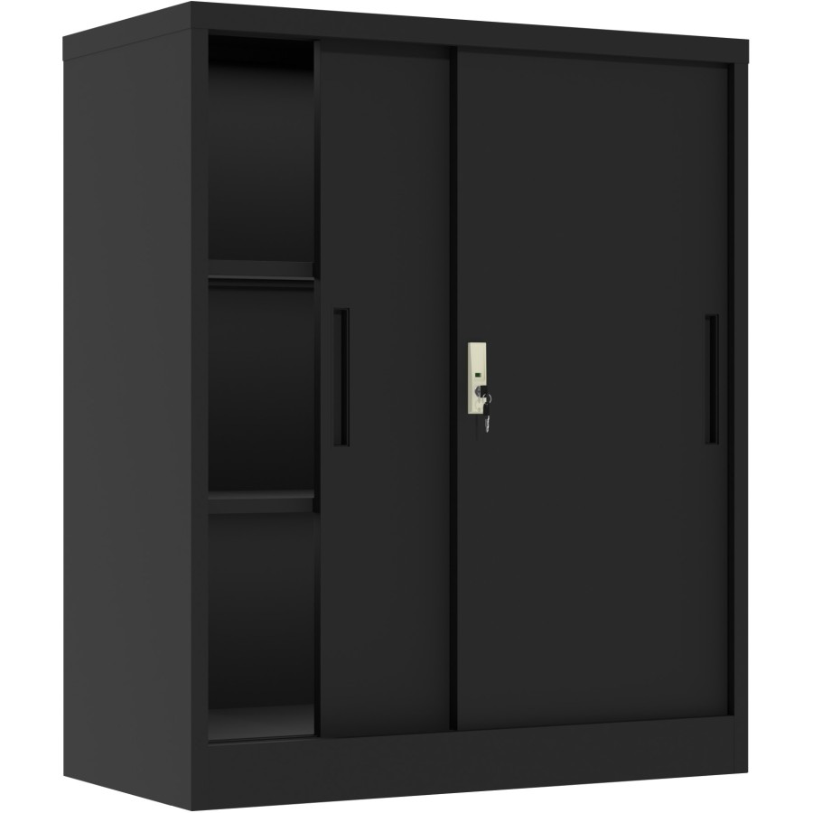 Opbevaringsskab / dokumentskab i stålplade 2 skydedøre 900x400x900mm Lås 2 justerbare hylder Sort | Adexa SEFC9B