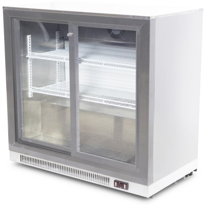 Barkøleskab 2 skydedøre 220 liter Rustfrit stål | Adexa SSBC02PS