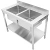 Køkkenvask i rustfrit stål 1200x600x900mm 2 hoar kant | Adexa STD245A