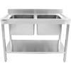Køkkenvask i rustfrit stål 1200x600x900mm 2 hoar kant | Adexa STD245A