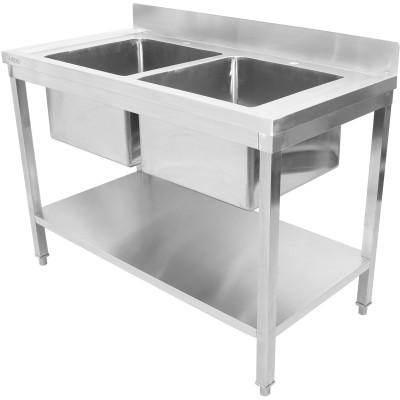 Køkkenvask i rustfrit stål 1200x600x900mm 2 hoar kant | Adexa STD245A